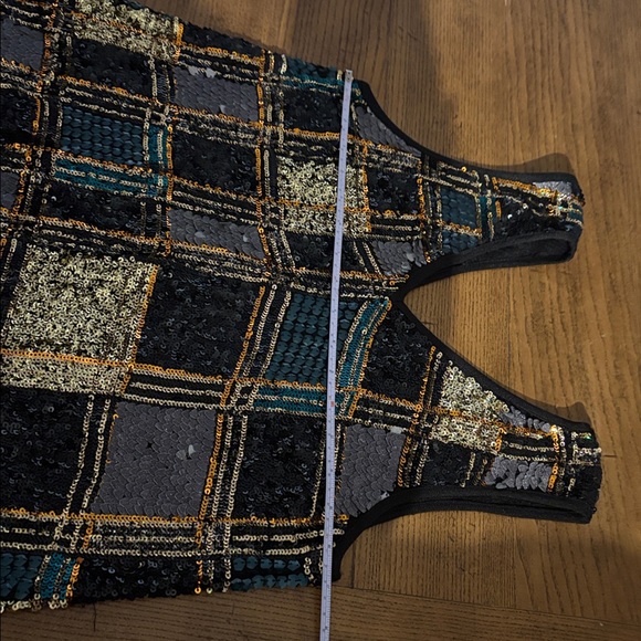 Zara Black, Green, and Gold Sequin Dress - Picture 9 of 14